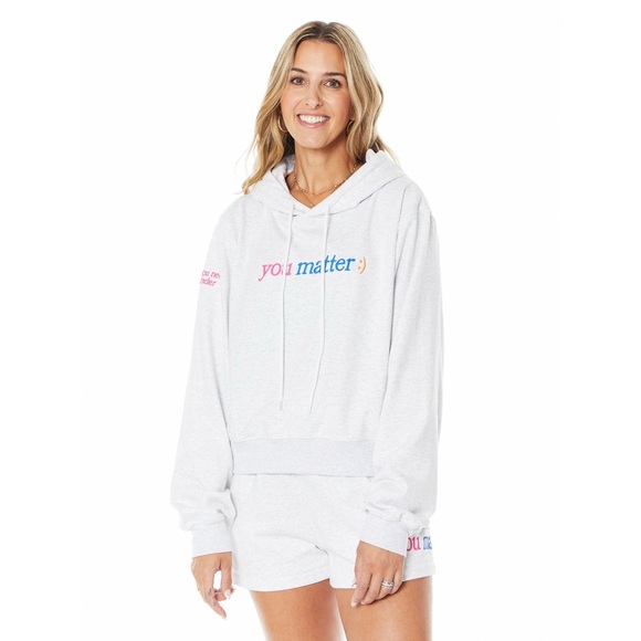 The Mayfair Group You Matter Cropped Hoodie in Ashley Grey Size S/M - Picture 2 of 10